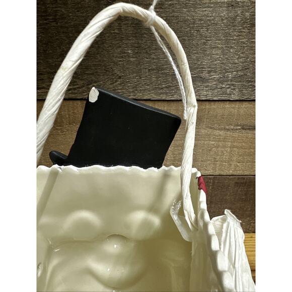 ceramic luminary bag snowman with top hat 9” - Picture 5 of 7